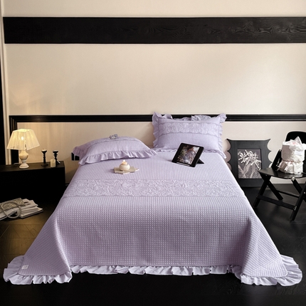 上喜 热卖双面全棉床盖系列三件套 紫色