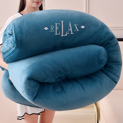 牛魔王家居 2024新款加厚牛奶绒绣花冬被春秋被大豆被被子 牛奶绒+宾利蓝