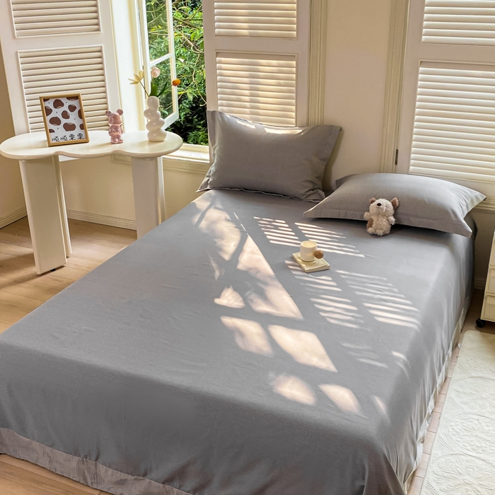 91家纺网 家纺一手货源 找家纺 优品阁 2024新款亲肤舒适全棉磨毛单床单 邦尼-灰