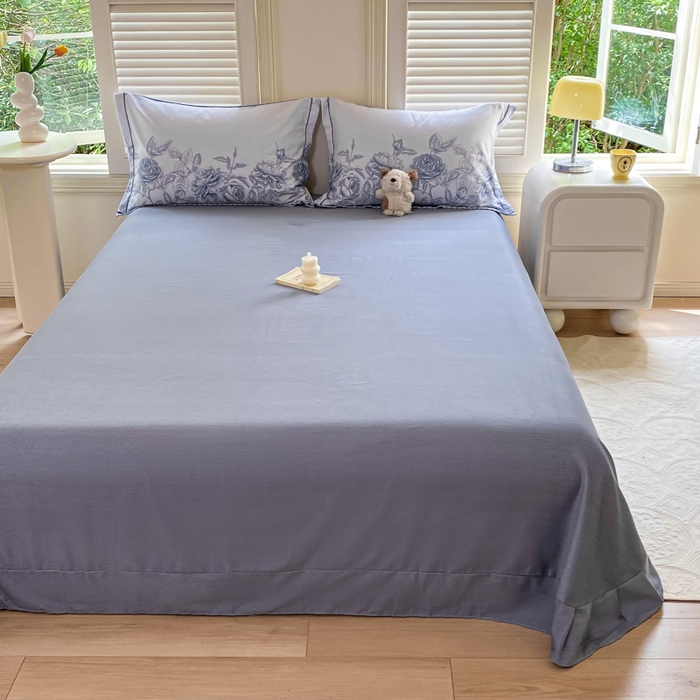 91家纺网 家纺一手货源 找家纺 优品阁 2024新款亲肤舒适全棉磨毛单床单 温妮莎-蓝