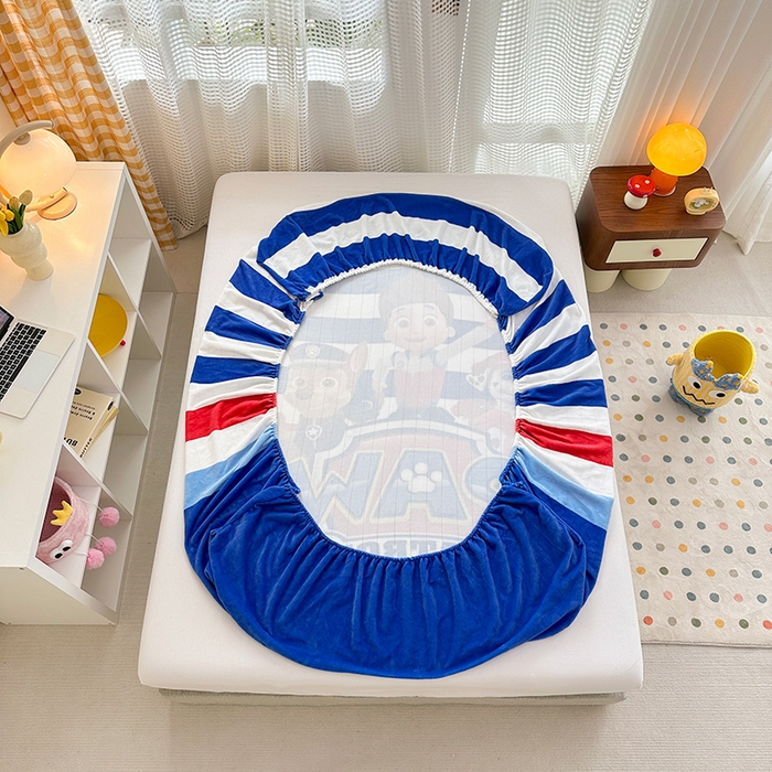 91家纺网 家纺一手货源 找家纺 ds生活馆 2026新款大版数码印花牛奶绒单床笠 特工队