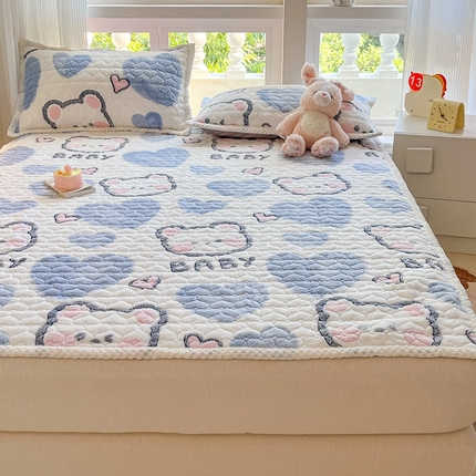 91家纺网 家纺一手货源 找家纺 （总）川悦生活 2024新款A类印花雪花绒床垫加厚绒保暖床护垫