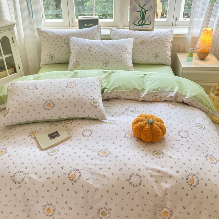 91家纺网 家纺一手货源 找家纺 清雅福 2024新款全棉13070印花单品系列-四件套 南瓜联盟米