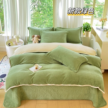 91家纺网 家纺一手货源 找家纺 总 赫梵茜 2024新款高克重安抚豆豆被套牛奶绒夹棉床盖四件套 