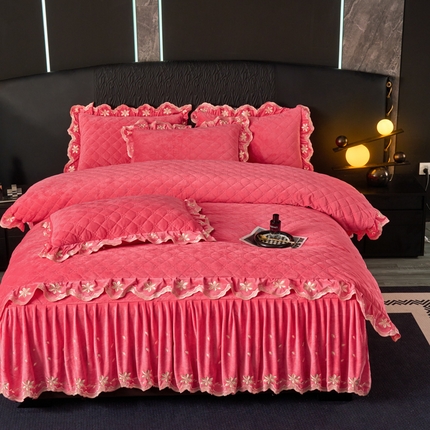 91家纺网 家纺一手货源 找家纺 （总）青竹苑 2024婴儿绒宝宝绒刺绣花边床裙款四件套