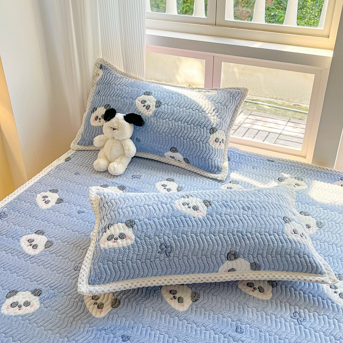 91家纺网 家纺一手货源 找家纺 川悦生活 2024新款A类印花雪花绒床垫加厚绒保暖床护垫 床垫塔丽小熊猫