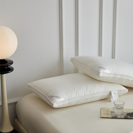 91家纺网 家纺一手货源 找家纺 （总）2024新款格伦伊格尔斯 白鹅绒酒店枕头 填充精选天然羽绒和伊丽莎白纤维填充 柔软舒适 （高端品 包装裁开不退不换）