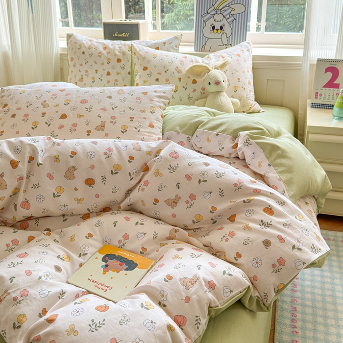 91家纺网 家纺一手货源 找家纺 清雅福 2024新款全棉13070印花单品系列-单被套 春日限定米