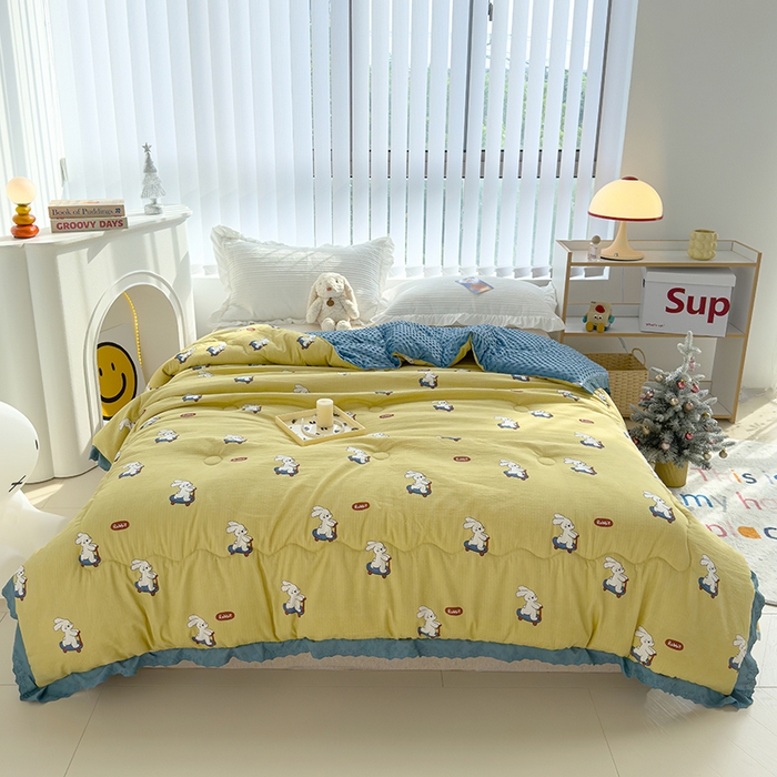 91家纺网 家纺一手货源 找家纺 芯恋 2025款提花韩版花边豆豆冬被被子春秋被芯大豆被豆豆被滑板兔