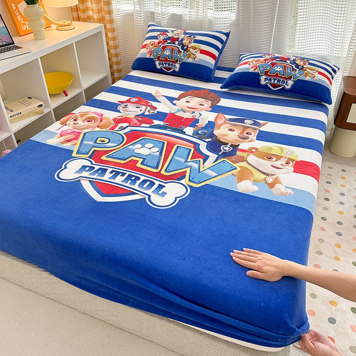 91家纺网 家纺一手货源 找家纺 ds生活馆 2026新款大版数码印花牛奶绒单床笠 特工队