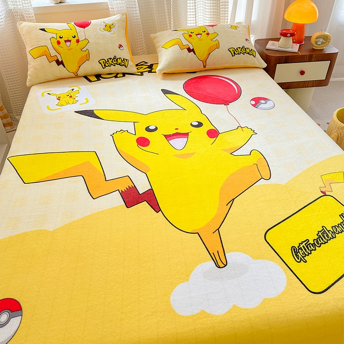 91家纺网 家纺一手货源 找家纺 ds生活馆 2026新款大版数码印花牛奶绒单床笠 气球皮卡