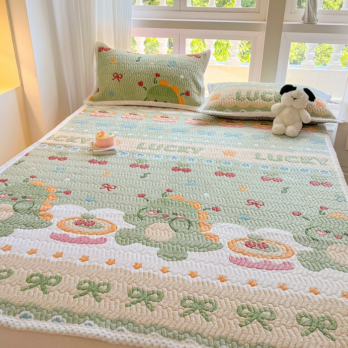 91家纺网 家纺一手货源 找家纺 川悦生活 2024新款A类印花雪花绒床垫加厚绒保暖床护垫 床垫甜系龙龙