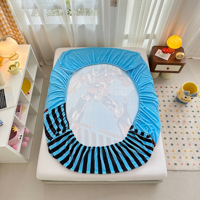 91家纺网 家纺一手货源 找家纺 ds生活馆 2026新款大版数码印花牛奶绒单床笠 擎天柱