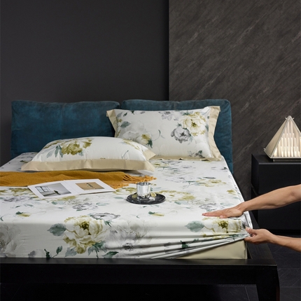 91家纺网 家纺一手货源 找家纺 （总）八十八家纺 2024新款双股活性贡缎长绒棉数码印花单品及套件--床笠