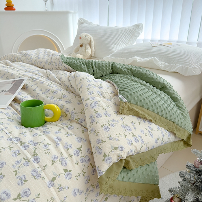 91家纺网 家纺一手货源 找家纺 芯恋 2025款提花韩版花边豆豆冬被被子春秋被芯大豆被豆豆被花海