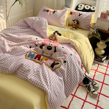 91家纺网 家纺一手货源 找家纺 （总）子钦家纺 2024新款云朵棉印加绣卡通毛巾绣四件套