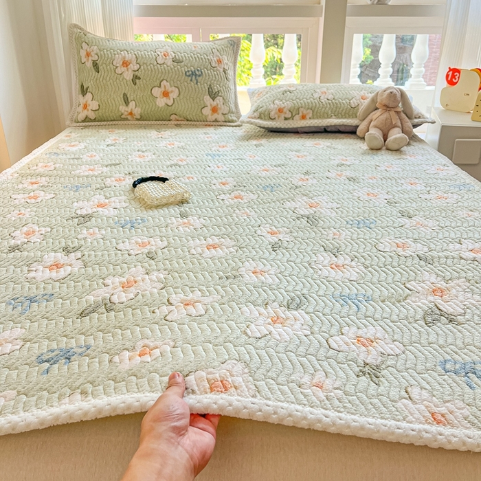 91家纺网 家纺一手货源 找家纺 川悦生活 2024新款A类印花雪花绒床垫加厚绒保暖床护垫 床垫泡芙小兔