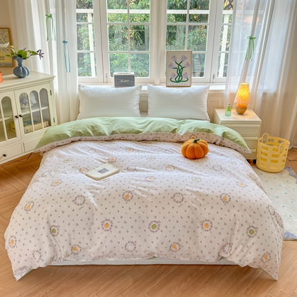 91家纺网 家纺一手货源 找家纺 清雅福 2024新款全棉13070印花单品系列-单被套 南瓜联盟米