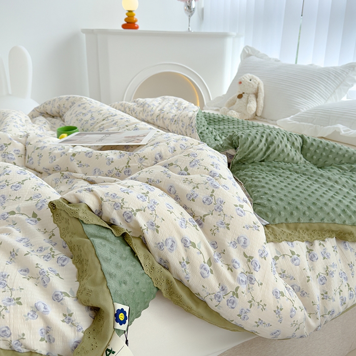 91家纺网 家纺一手货源 找家纺 芯恋 2025款提花韩版花边豆豆冬被被子春秋被芯大豆被豆豆被花海