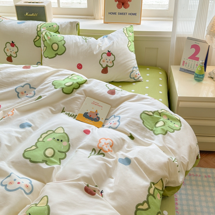 91家纺网 家纺一手货源 找家纺 清雅福 2024新款全棉13070印花单品系列-单被套 恐龙日记米