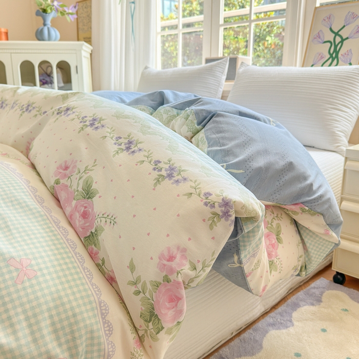 91家纺网 家纺一手货源 找家纺 清雅福 2024新款全棉13070印花单品系列-四件套 春野星漫