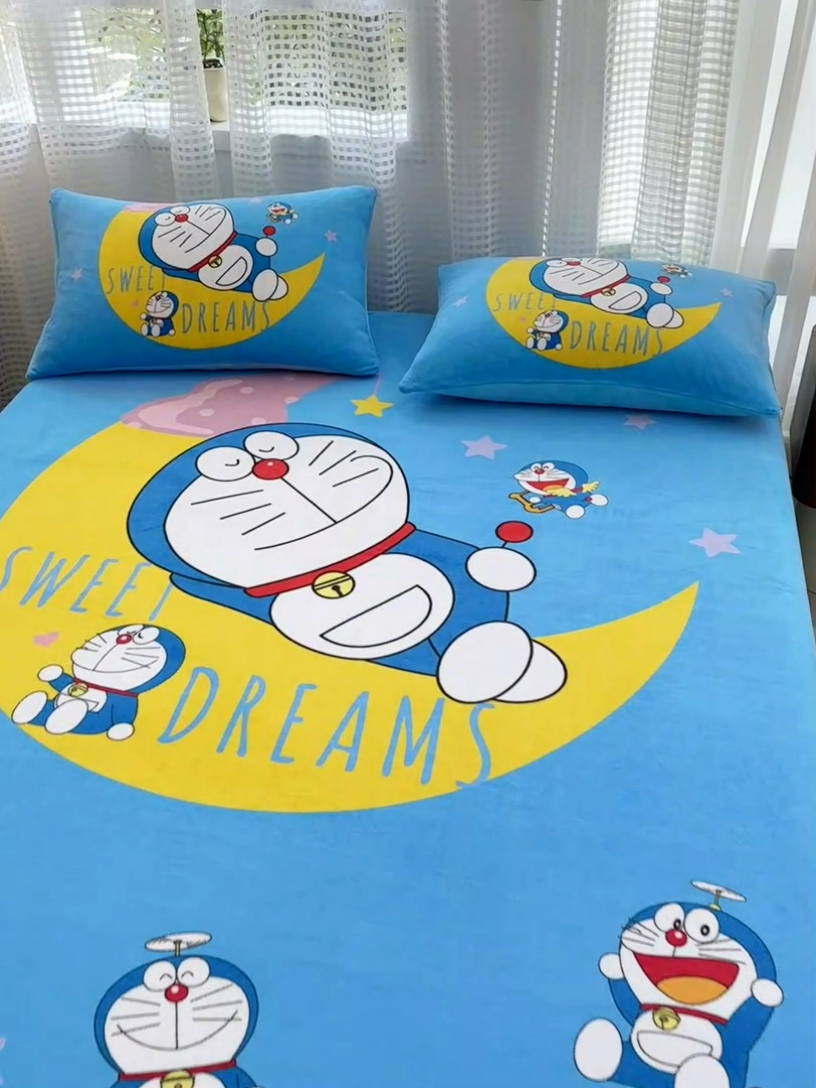 91家纺网 家纺一手货源 找家纺 ds生活馆 2026新款大版数码印花牛奶绒单床笠 晚安叮当