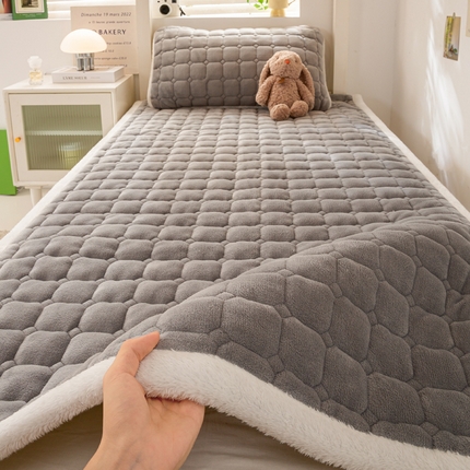 家喜爱 2024新款学生牛奶绒直角床褥 轻奢灰