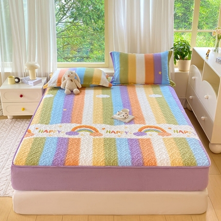 91家纺网 家纺一手货源 找家纺 （总）赫梵茜 2024新款高克重安抚豆豆被套牛奶绒夹棉床笠四件套