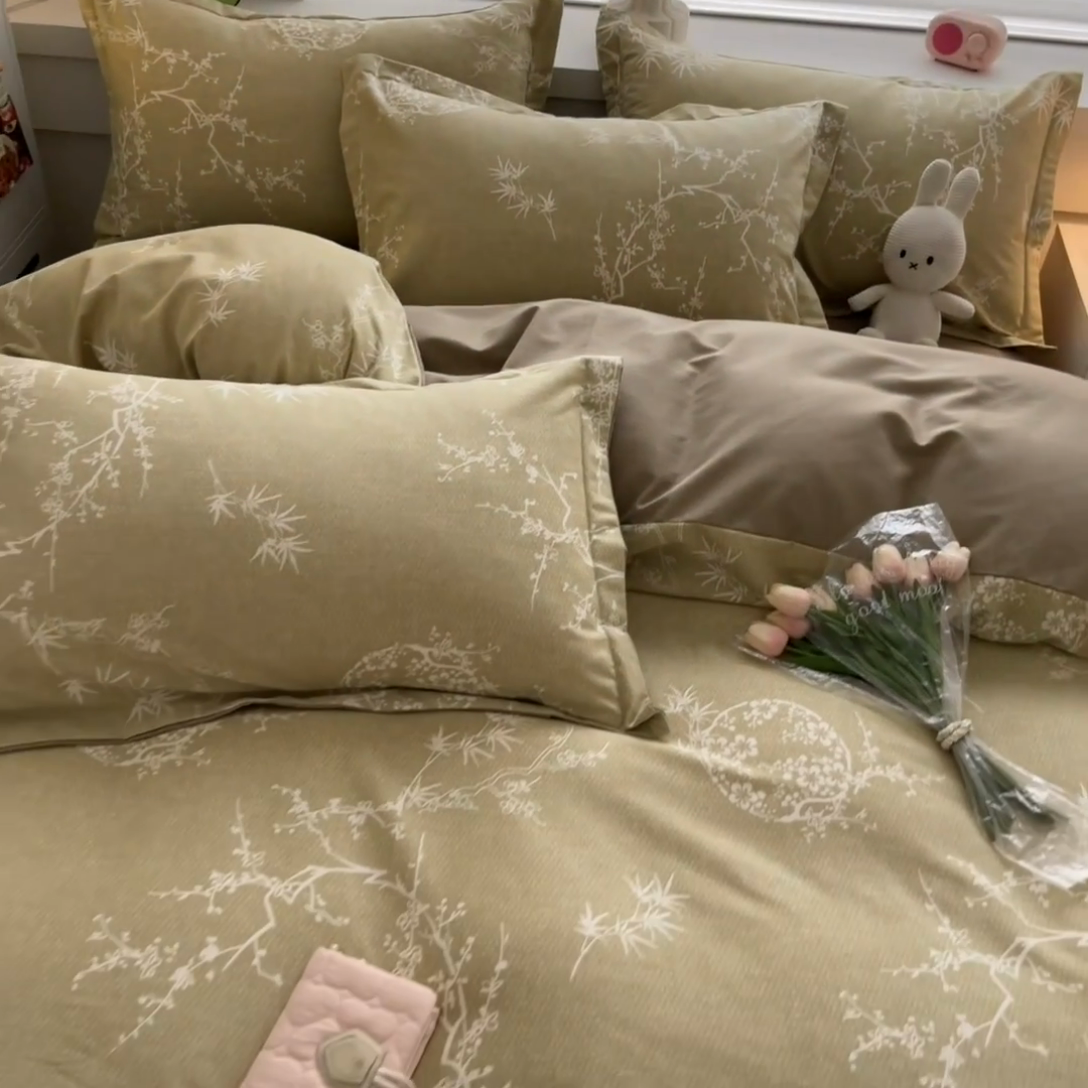 91家纺网 家纺一手货源 找家纺 慕尚家纺 2025新款原棉磨毛四件套单被套系列-四件套 悠香