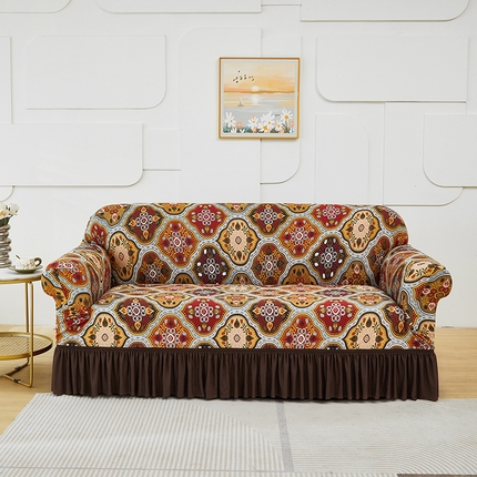 91家纺网 家纺一手货源 找家纺 （总）逐日沙发套 2024新款牛奶丝印花系列-沙发套裙摆款