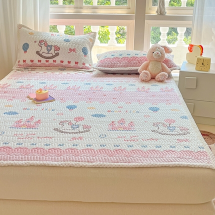 91家纺网 家纺一手货源 找家纺 川悦生活 2024新款A类印花雪花绒床垫加厚绒保暖床护垫 床垫幸福城堡