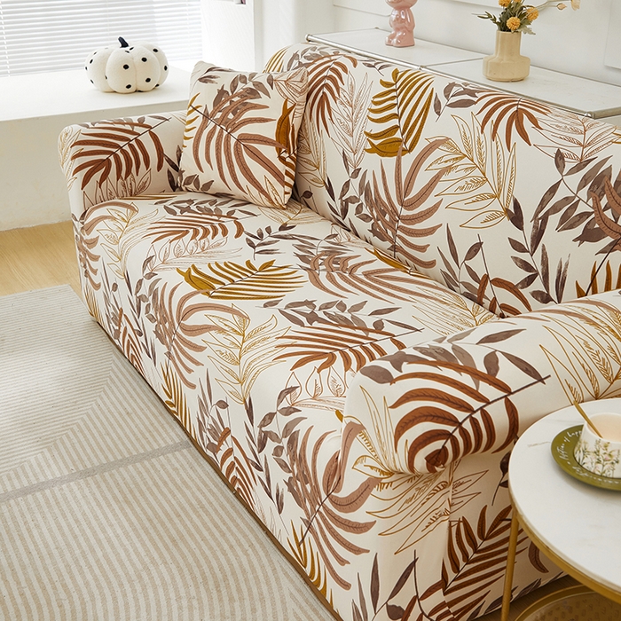 91家纺网 家纺一手货源 找家纺 逐日沙发套 2024新款牛奶丝印花系列-沙发套 沙发套-叶影