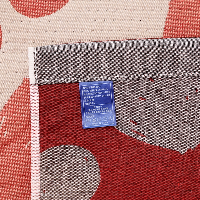 91家纺网 家纺一手货源 找家纺 朴尔家纺-毛巾被 2024年新款卡通定位纯棉四层纱布枕巾 心跳小兔-红