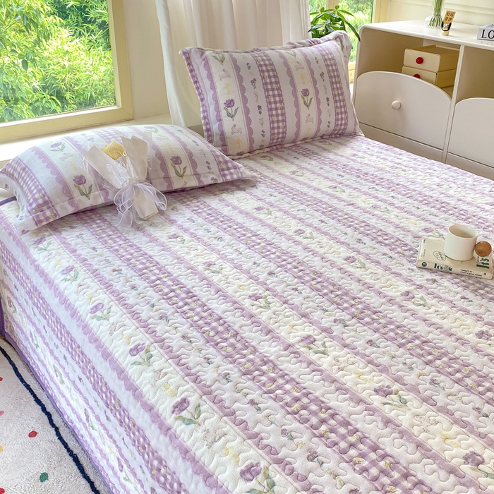 91家纺网 家纺一手货源 找家纺 赫梵茜 2024新款高克重牛奶绒夹棉单床盖 小春日和