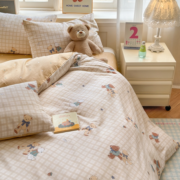 91家纺网 家纺一手货源 找家纺 清雅福 2024新款全棉13070印花单品系列-单被套 格子铺米