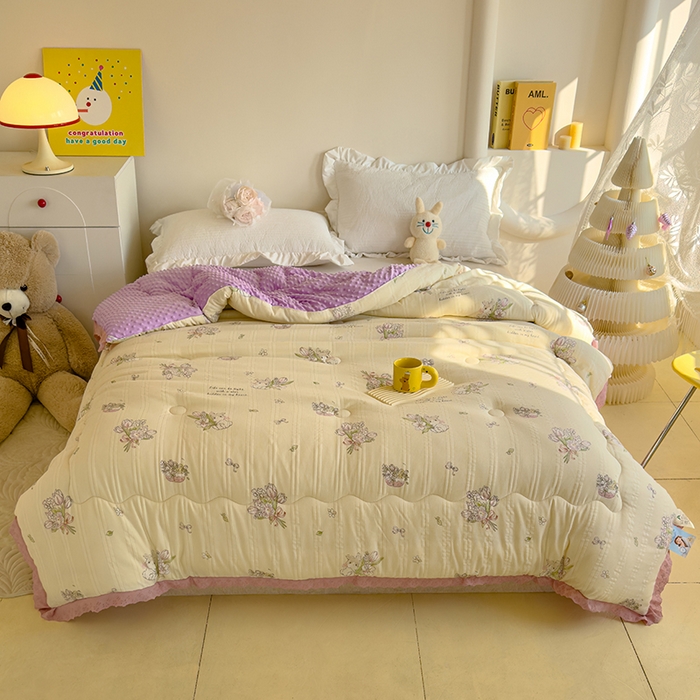 91家纺网 家纺一手货源 找家纺 芯恋 2025款提花韩版花边豆豆冬被被子春秋被芯大豆被豆豆被花园小兔