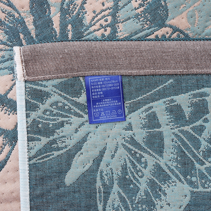 91家纺网 家纺一手货源 找家纺 朴尔家纺-毛巾被 2024年新款卡通定位纯棉四层纱布枕巾 梦幻蝶舞-蓝