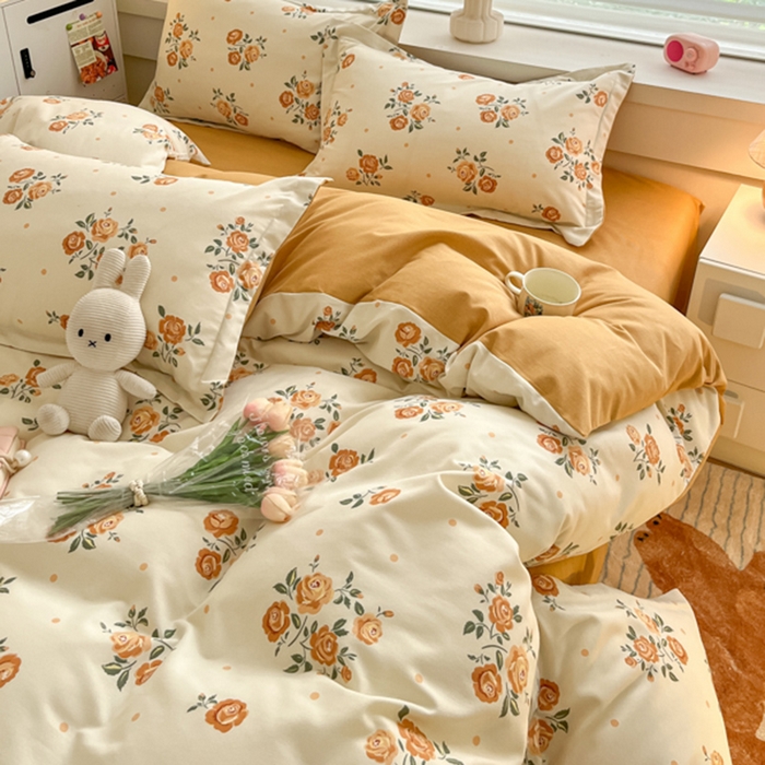 91家纺网 家纺一手货源 找家纺 慕尚家纺 2025新款原棉磨毛四件套单被套系列-单被套 爱语玫瑰