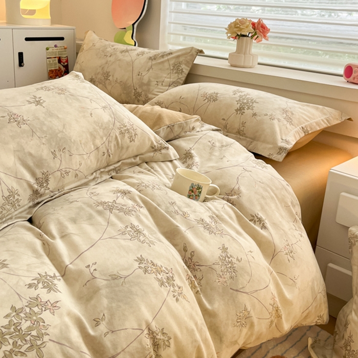 91家纺网 家纺一手货源 找家纺 慕尚家纺 2025新款原棉磨毛四件套单被套系列-单被套 似水生花