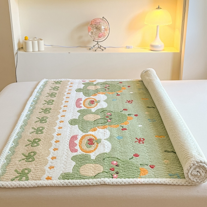 91家纺网 家纺一手货源 找家纺 川悦生活 2024新款A类印花雪花绒床垫加厚绒保暖床护垫 床垫甜系龙龙