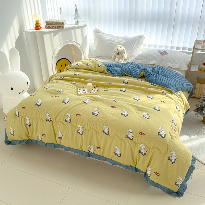 91家纺网 家纺一手货源 找家纺 芯恋 2025款提花韩版花边豆豆冬被被子春秋被芯大豆被豆豆被滑板兔