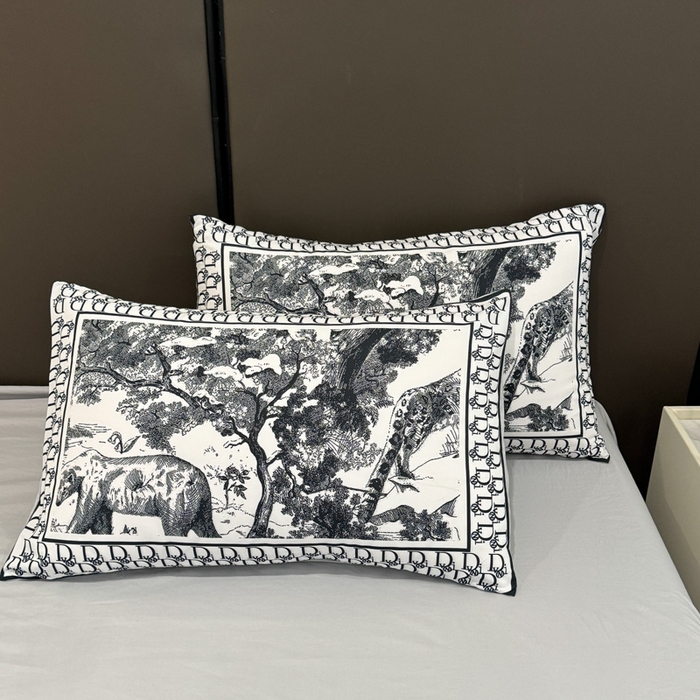 91家纺网 家纺一手货源 找家纺 花沐家居 2024新款亲肤云朵棉四件套加厚印花高克重磨毛四件套直播爆款 黑迪