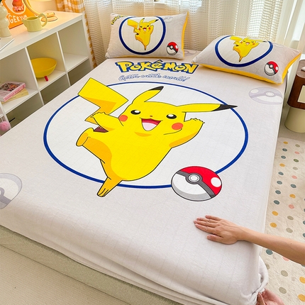 ds生活馆 2026新款大版数码印花牛奶绒单床笠 宝可梦