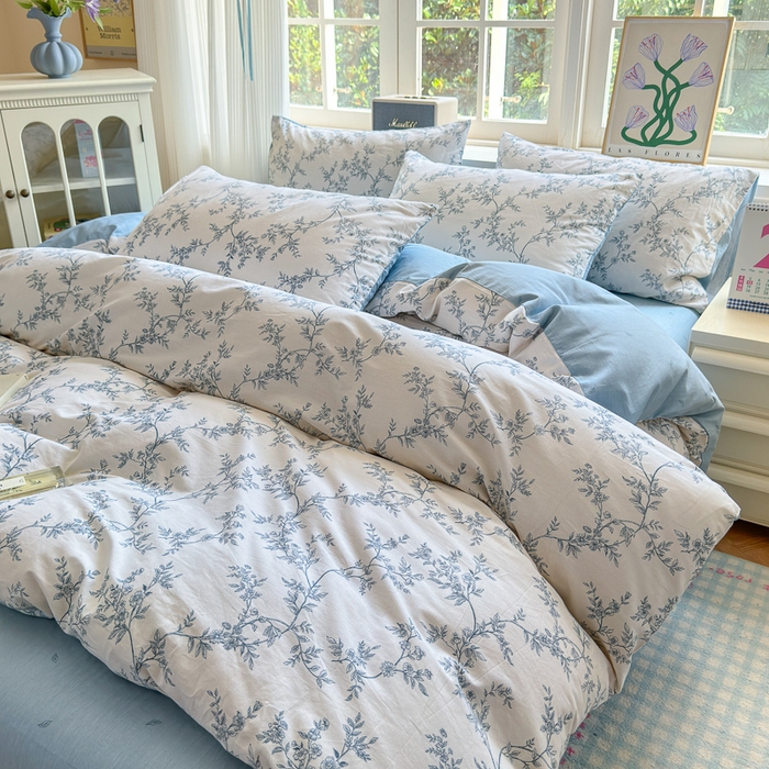 91家纺网 家纺一手货源 找家纺 清雅福 2024新款全棉13070印花单品系列-四件套 满庭米