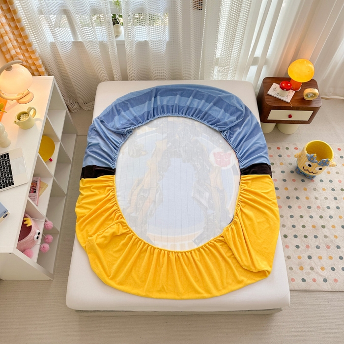 91家纺网 家纺一手货源 找家纺 ds生活馆 2026新款大版数码印花牛奶绒单床笠 大黄蜂