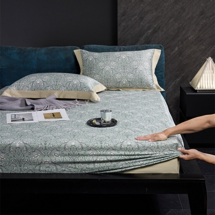 91家纺网 家纺一手货源 找家纺 （总）八十八家纺 2024新款双股活性贡缎长绒棉数码印花单品及套件--床笠