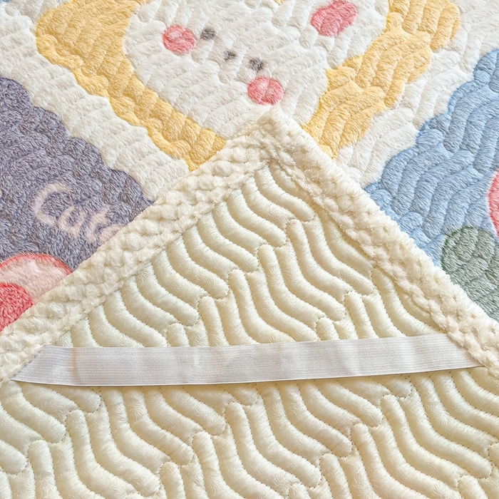 91家纺网 家纺一手货源 找家纺 川悦生活 2024新款A类印花雪花绒床垫加厚绒保暖床护垫 床垫甜蜜日常粉