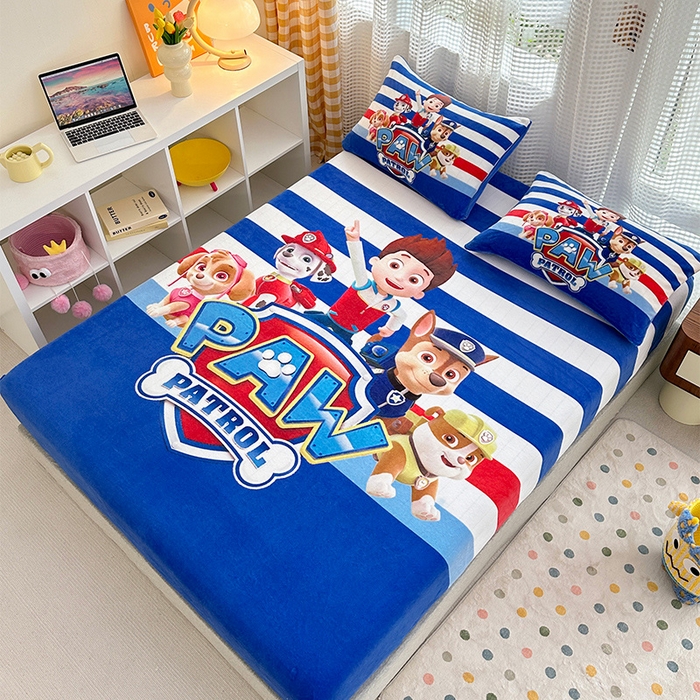 91家纺网 家纺一手货源 找家纺 ds生活馆 2026新款大版数码印花牛奶绒单床笠 特工队