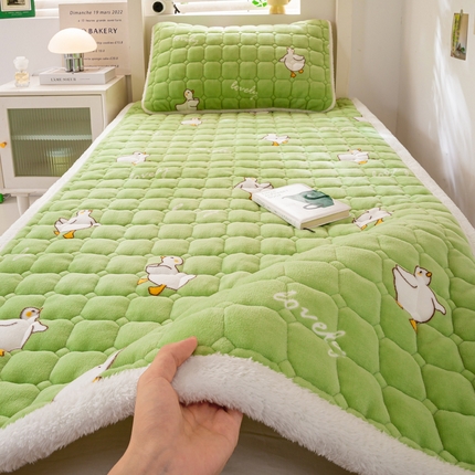 91家纺网 家纺一手货源 找家纺 家喜爱 2024新款学生牛奶绒直角床褥 绿小鸭