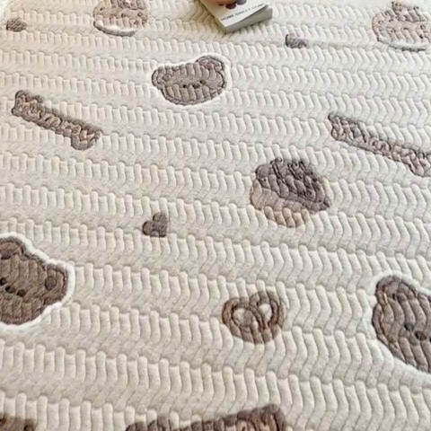 91家纺网 家纺一手货源 找家纺 川悦生活 2024新款A类印花雪花绒床垫加厚绒保暖床护垫 床垫巧克力熊